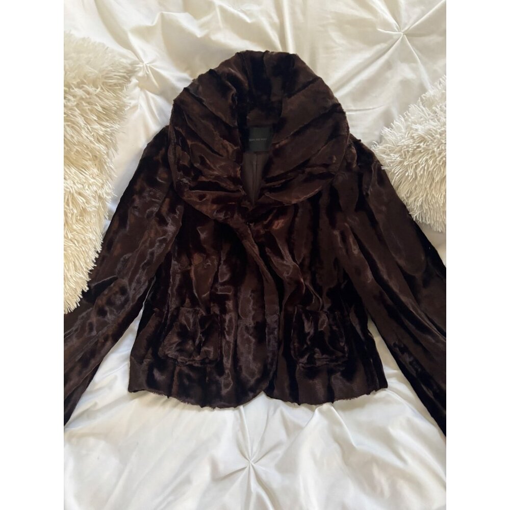 Bern & Mort Faux Fur Coat With Large Collar Pockets Luxurious Brown Small Ladies - Picture 7 of 12